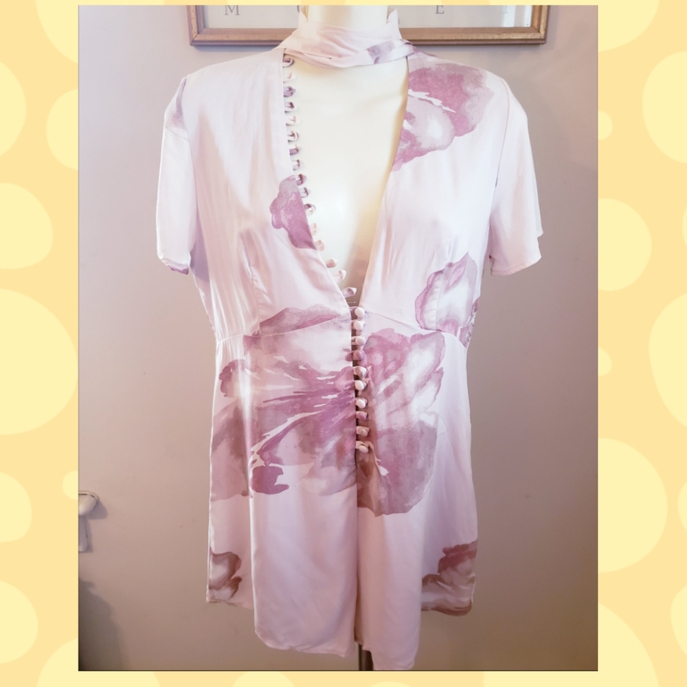 Honey Belle Floral Peach Pink Romper M NWOT
